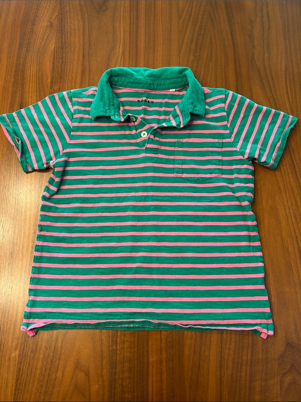 Boden Green and Pink Striped Polo